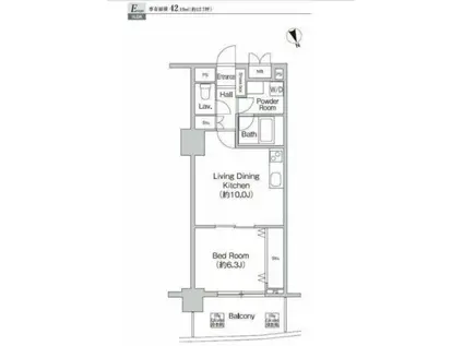 プライムアーバン町屋サウスコート(1LDK/9階)の間取り写真