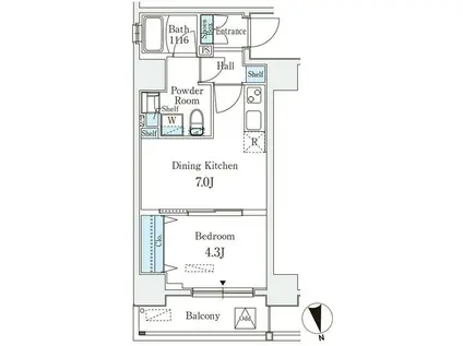 クラリティア浅草(1DK/10階)の間取り写真