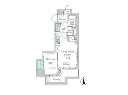 パークアクシス上野・稲荷町(1LDK/4階)の間取り写真