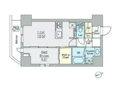 クレストコート上野(1LDK/8階)の間取り写真