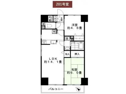 ロイヤルプラザ浅草(2LDK/2階)の間取り写真
