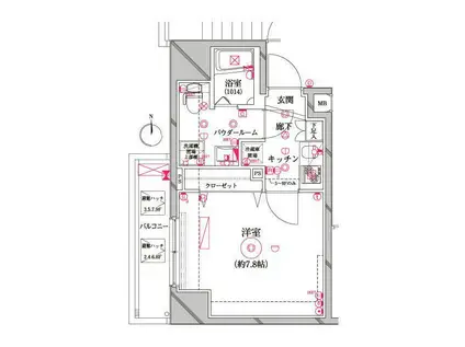 レアライズ入谷(1K/7階)の間取り写真