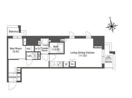 コンフォリア東上野(1LDK/8階)の間取り写真