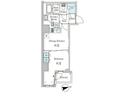 ザ・ライオンズフォーシア外神田(1DK/5階)の間取り写真