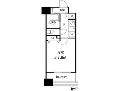 スペーシア秋葉原(1K/9階)の間取り写真