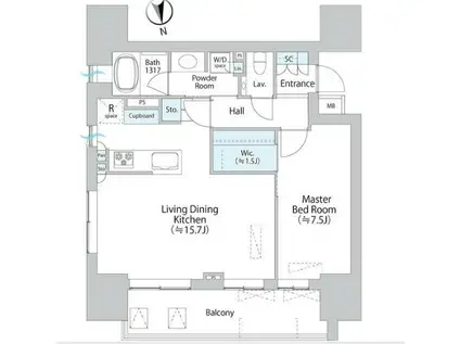 パークホームズ本郷三丁目(1LDK/5階)の間取り写真