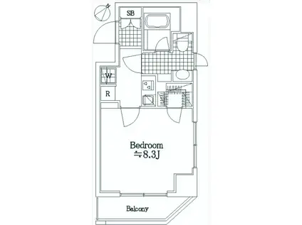 プレールドゥーク押上TOWER CITY(1K/7階)の間取り写真