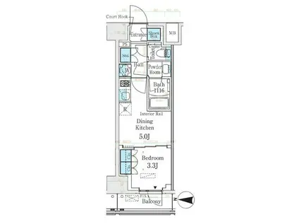 ベルファース錦糸町サウス(1DK/6階)の間取り写真