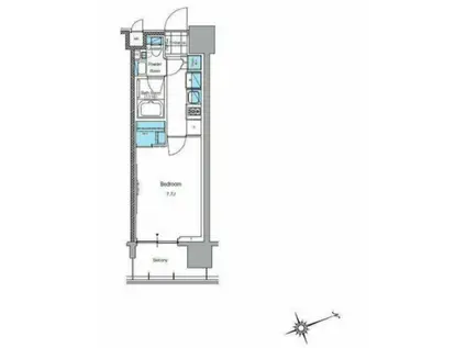 J.リヴェール上野入谷プレイス(1K/9階)の間取り写真