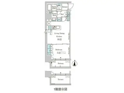 パークアクシス本所・親水公園(1LDK/2階)の間取り写真