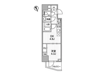 SYFORME江戸川橋(1DK/5階)の間取り写真