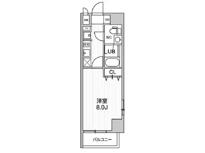 レオーネ南千住Ⅱ(1K/4階)の間取り写真