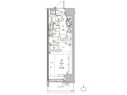 クレイシア入谷(1K/8階)の間取り写真