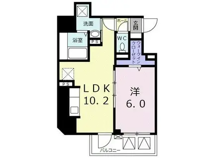 ルナ ブリランテ浅草(1LDK/4階)の間取り写真