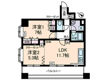 キャルム浅草(2DK/5階)の間取り写真