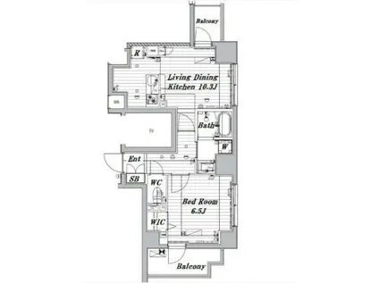 メイクスデザイン両国ノース(1LDK/6階)の間取り写真