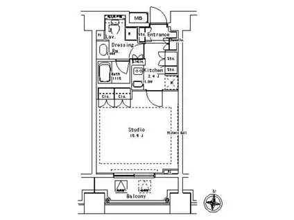 パークアクシス御茶ノ水ステージ(1K/1階)の間取り写真
