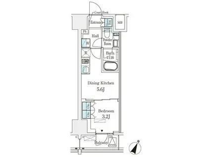 ベルファース神田神保町(1DK/4階)の間取り写真