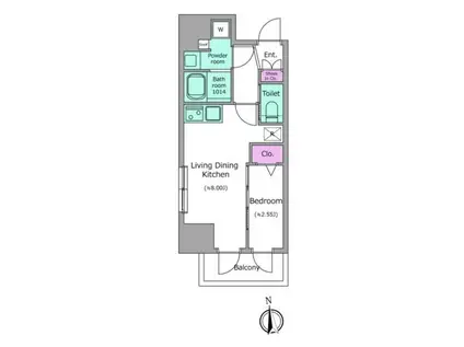 ドゥーエ入谷2(1LDK/5階)の間取り写真
