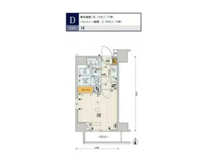 スカイコートパレス三ノ輪(1K/9階)の間取り写真