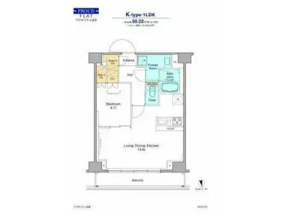 プラウドフラット浅草(1LDK/8階)の間取り写真