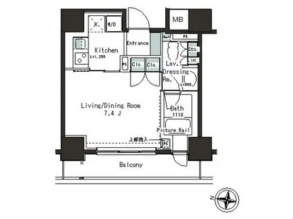 パークアクシス本郷の杜(1K/7階)の間取り写真