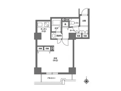 文京グリーンコートビュータワー本駒込(ワンルーム/11階)の間取り写真