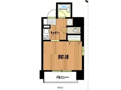 ヴェルト銀座イースト(1K/2階)の間取り写真