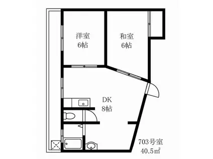 岳洋マンション(2DK/7階)の間取り写真