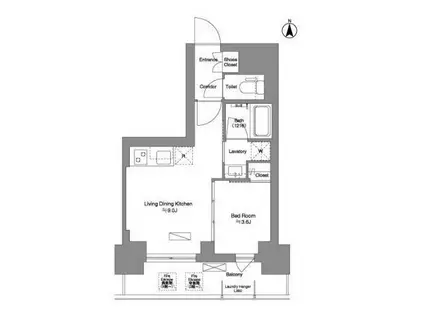 BRILLIA IST 新御徒町(1LDK/14階)の間取り写真