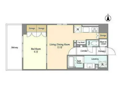 コンフォリア浅草松が谷(1LDK/9階)の間取り写真