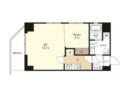 テトスパジオ(1LDK/7階)の間取り写真