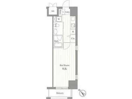 ジョイシティ蔵前(1K/9階)の間取り写真