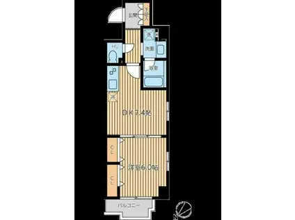 CITY SPIRE蔵前(1DK/6階)の間取り写真