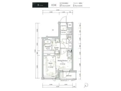 スカイコートルアナ文京本駒込(1DK/2階)の間取り写真