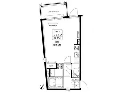 カーサブリランテ本駒込(ワンルーム/3階)の間取り写真