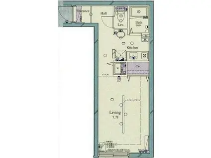 ル・リオン菊川(ワンルーム/4階)の間取り写真
