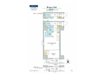 プラウドフラット浅草トレサージュ(1LDK/6階)の間取り写真