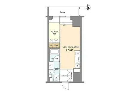 HF上野レジデンスイースト(1LDK/4階)の間取り写真