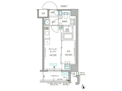 パークアクシス文京本郷(1DK/2階)の間取り写真