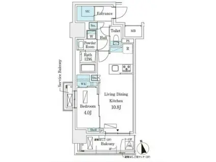 シーズンフラッツ浅草六丁目(1LDK/12階)の間取り写真