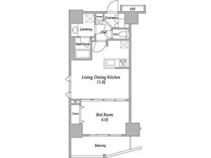 グランカーサ三ノ輪(1LDK/2階)の間取り写真
