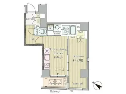 コルティーレ日本橋人形町(1LDK/6階)の間取り写真