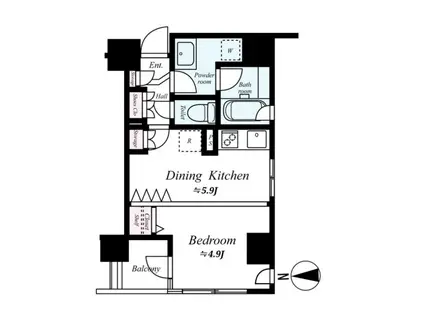 デュオ・スカーラ浅草国際通(1DK/7階)の間取り写真