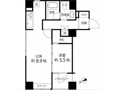 ハイリーフ上野(1LDK/6階)の間取り写真