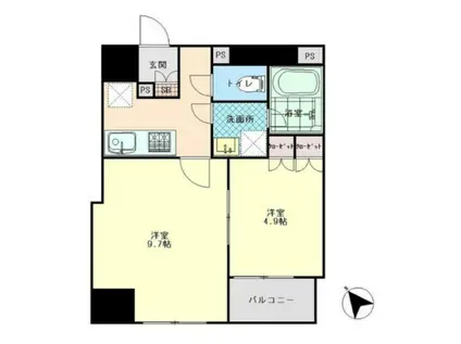 プレール・ドゥーク八丁堀(1LDK/2階)の間取り写真