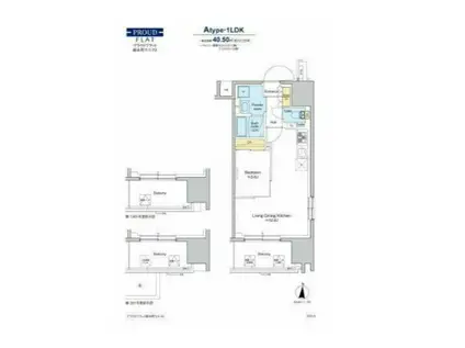 プラウドフラット錦糸町ウエスト(1LDK/10階)の間取り写真