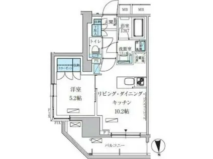 パークアクシス上野三丁目(1LDK/8階)の間取り写真