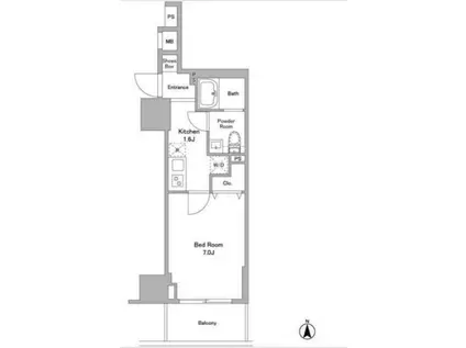 リバーレ浅草ウエスト(1K/12階)の間取り写真