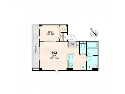  A LA MAISON LUANA アラメゾンルアナ(1LDK/4階)の間取り写真